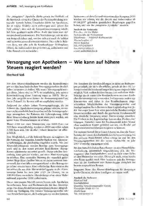 Vorschauseite 4: Die (integrierte) Apotheke 2010