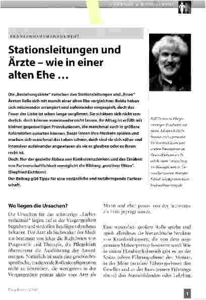 Vorschauseite 1: Stationsleitungen und Ärzte - wie in einer alten Ehe. ..