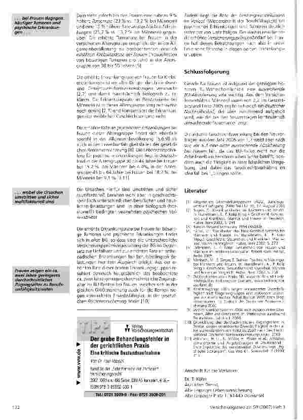 Vorschauseite 3: Ursachen unterschiedlicher Schadensverläufe bei Männern und Frauen in der Berufsunfähigkeitsversicherung