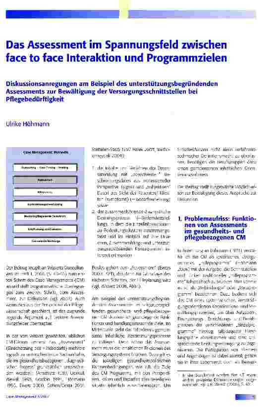 Vorschauseite 1: Das Assessment im Spannungsfeld zwischen face to face Interaktion und Programmzielen
