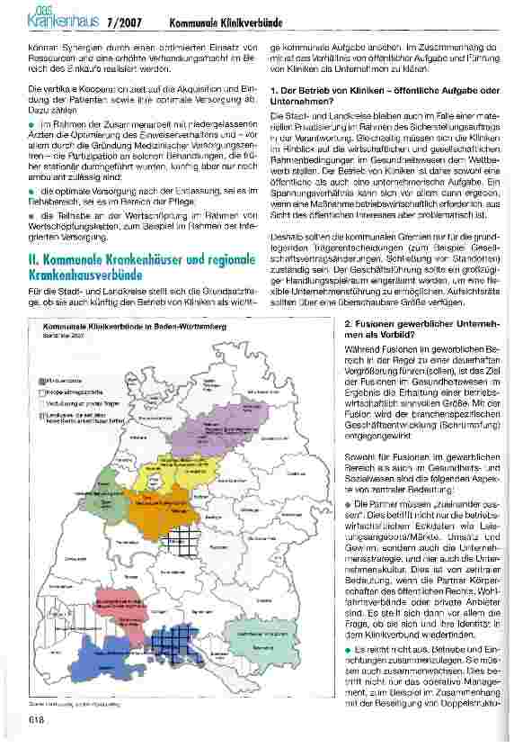 Vorschauseite 2: Kommunale Klinikverbünde in Baden-Württemberg als Alternative zur materiellen Privatisierung