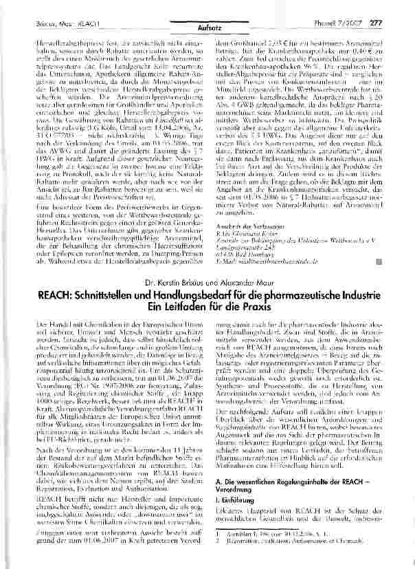 Vorschauseite 1: Schnittstellen und Handlunqsbedarf für die pharmazeutische Industrie