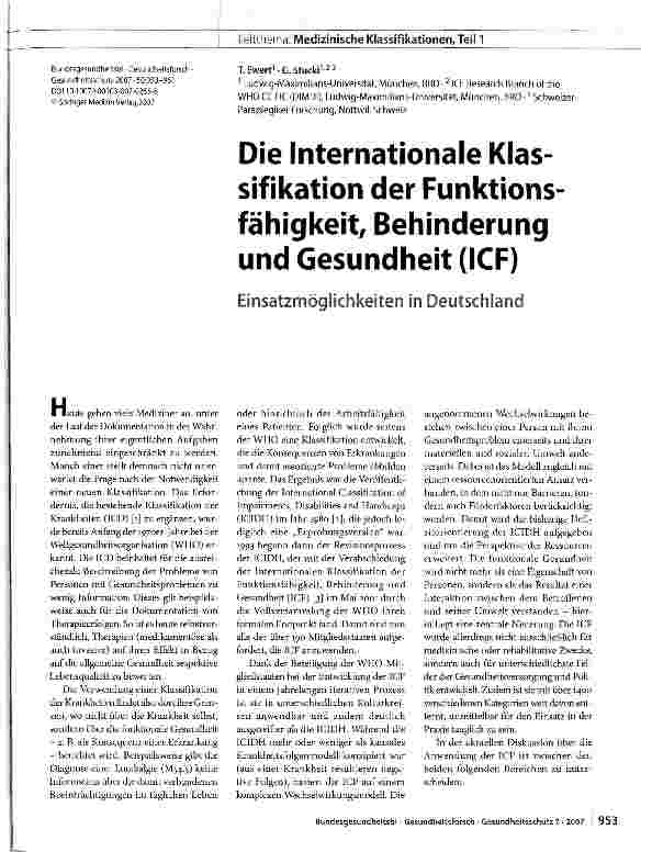 Vorschauseite 1: Die Internationale Klassifikation der Funktions fähigkeit, Behinderung und Gesundheit (ICF)
