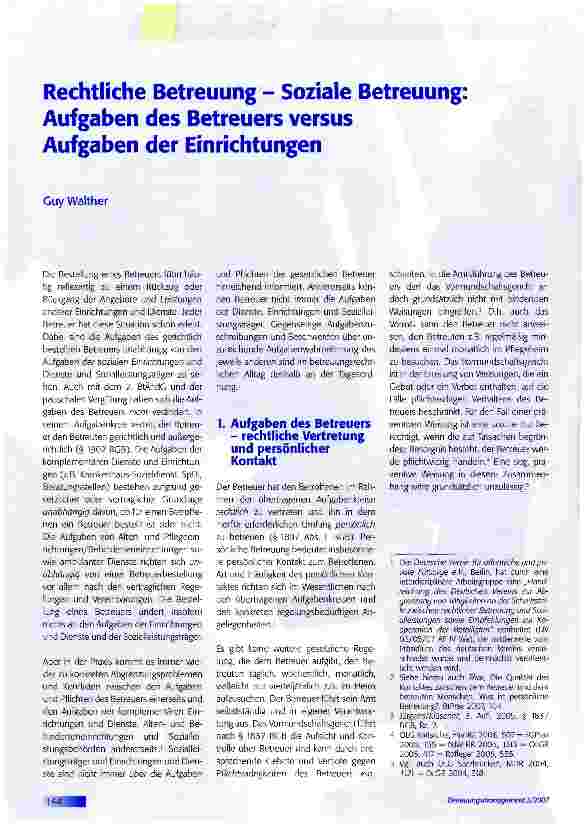 Vorschauseite 1: Rechtliche Betreuung - Soziale Betreuung: Aufgaben des Betreuers versus Aufgaben der Einrichtungen