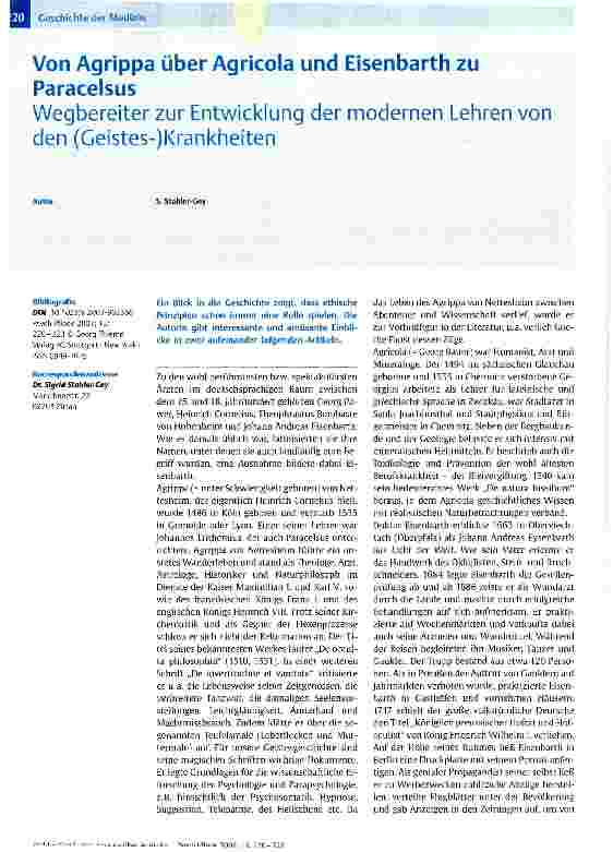 Vorschauseite 1: Von Agrippa über Agricola und Eisenbarth zu Paracelsus