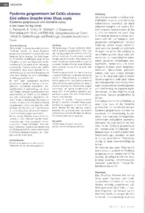 Vorschauseite 1: Pyoderma gangraenosum bei Colitis ulcerosa: Eine seltene Ursache eines Ulcus cruris