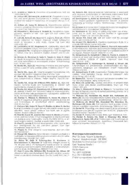 Vorschauseite 5: Empfehlungen zur perioperativen Infusionstherapie bei Neugeborenen, Säuglingen und Kleinkindern