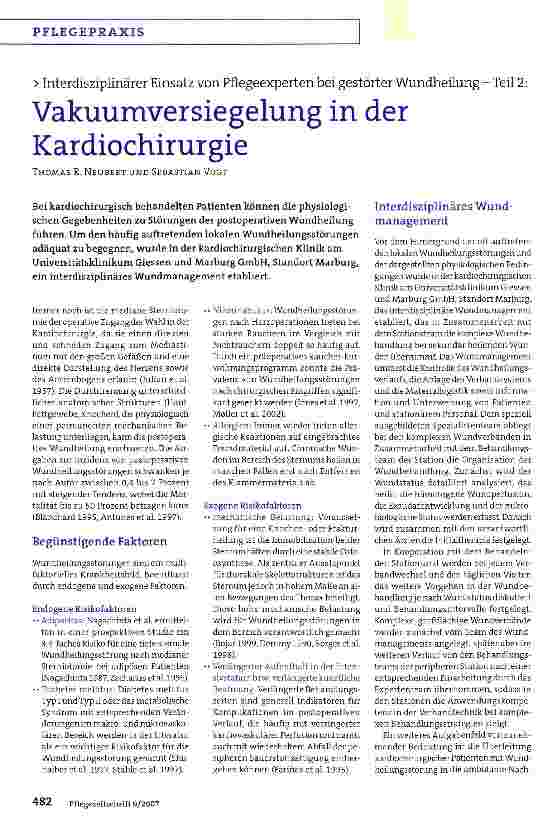Vorschauseite 1: Vakuumversiegelung in der Kardiochirurgie