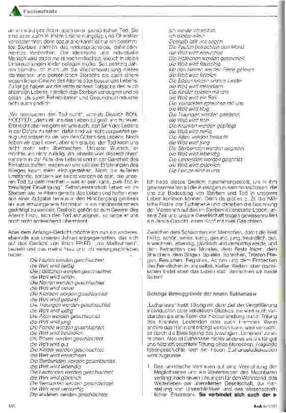 Vorschauseite 4: Leben können bis zuletzt - Lassen wir Leben auch im Sterben noch zu?