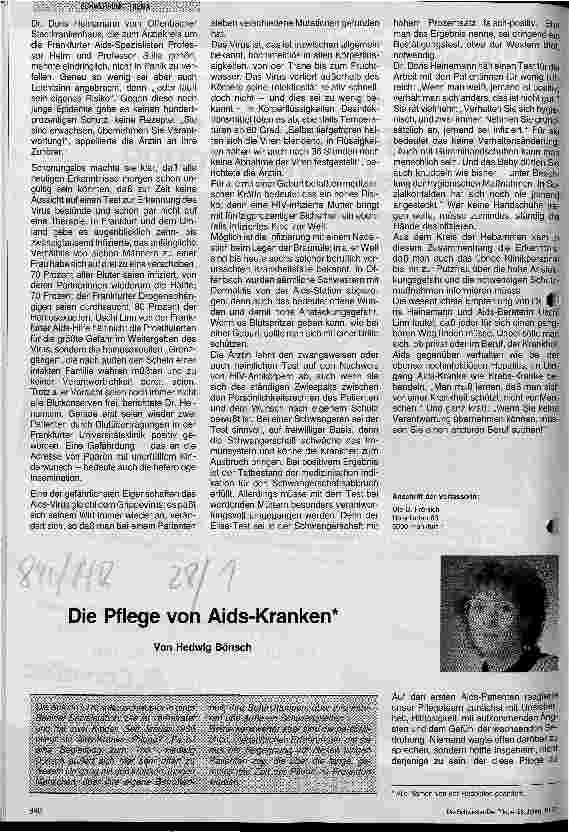 Vorschauseite 1: Die Pflege von Aids-Kranken