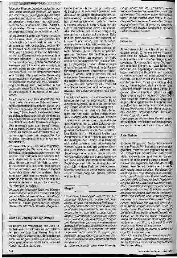 Vorschauseite 3: Die Pflege von Aids-Kranken