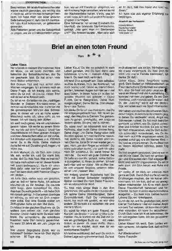 Vorschauseite 6: Die Pflege von Aids-Kranken