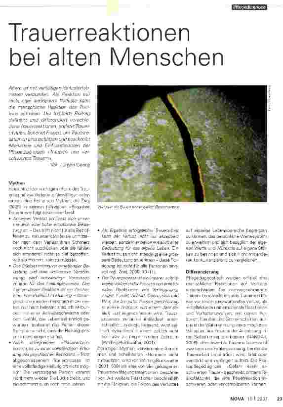 Vorschauseite 1: Trauerreaktionen bei alten Menschen