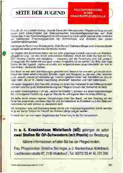 Vorschauseite 1: Pflegeforschung in der Krankenpflegeschule
