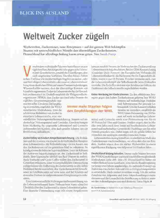 Vorschauseite 1: Weltweit Zucker zügeln