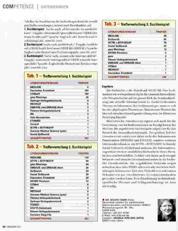 Vorschauseite 3: Gesundheitstelematik jenseits von MEDLINE: Andere Quellen liefern mehr Informationen