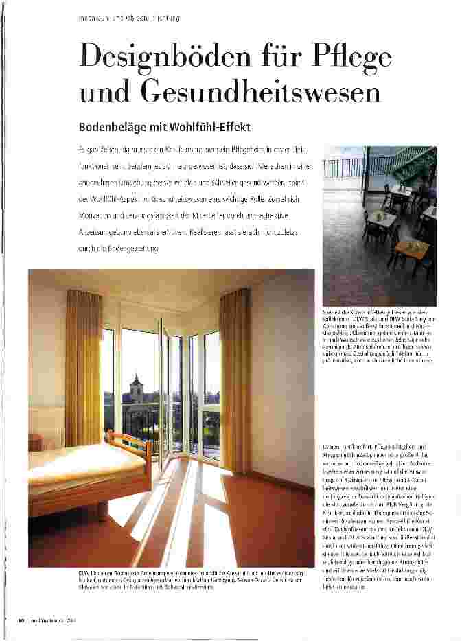 Vorschauseite 1: Designböden für Pflege und Gesundheitswesen Bodenbeläge mit Wohlfühl-Effekt