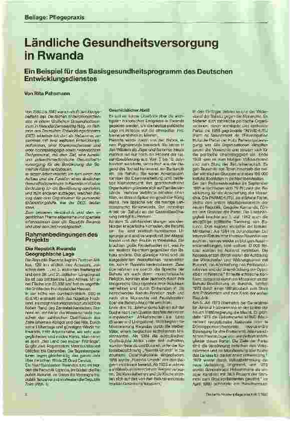 Vorschauseite 1: Ländliche Gesundheitsversorgung in Rwanda