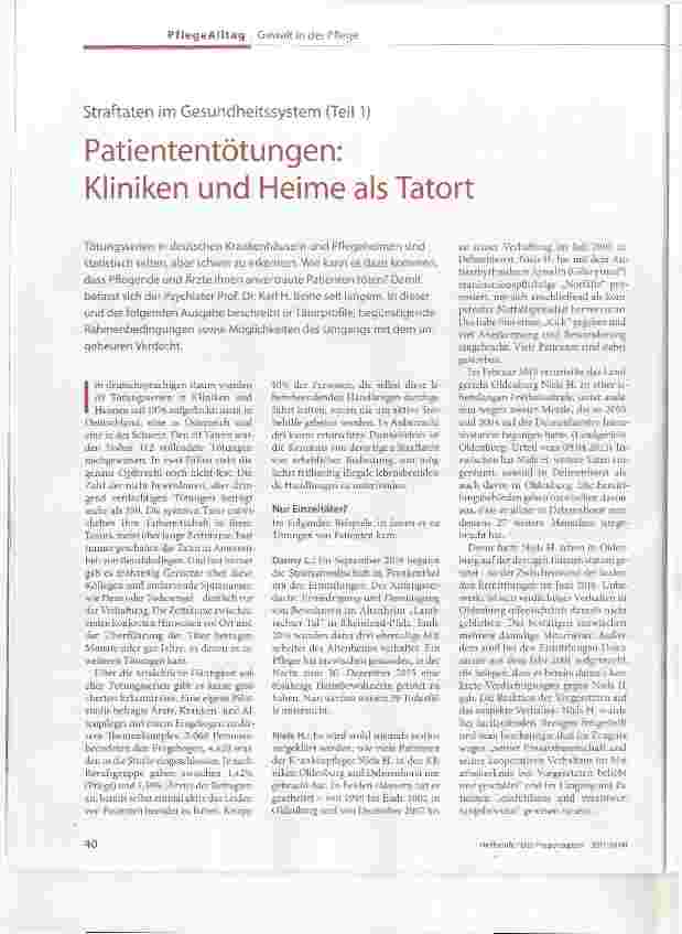 Vorschauseite 1: Straftaten im Gesundheitssystem (Teil 1) Patiententötungen:Kliniken und Heime als Tatort