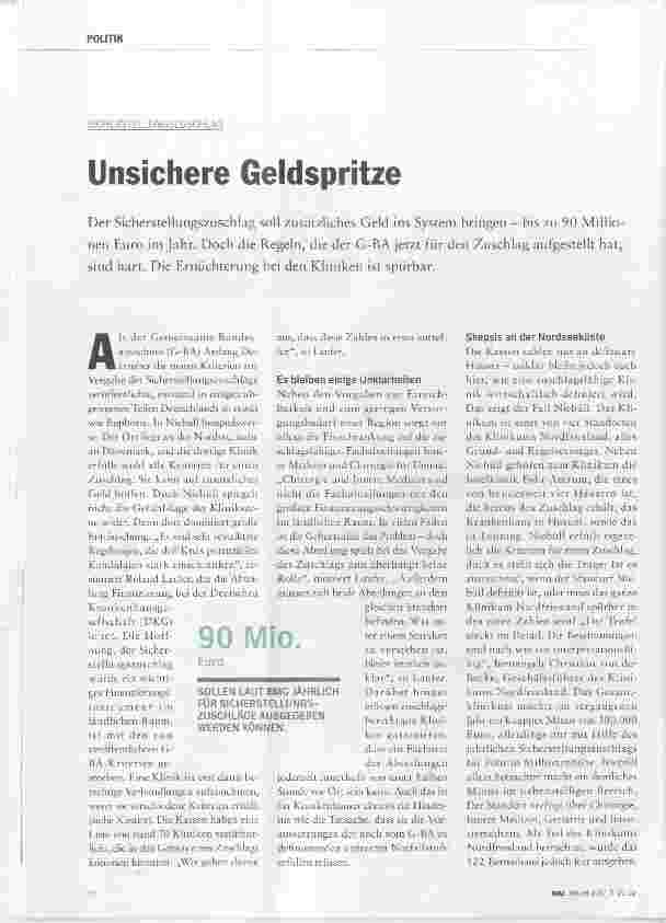 Vorschauseite 1: Unsichere Geldspritze
