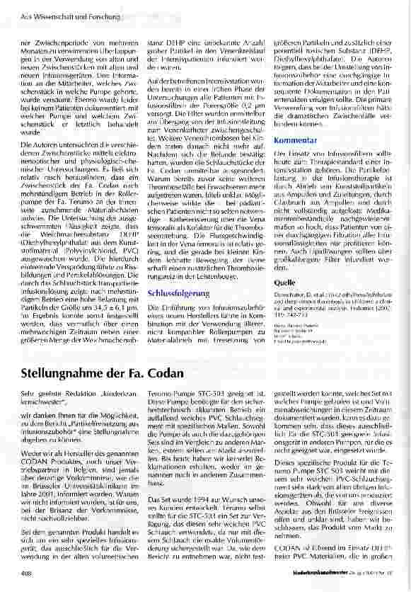 Vorschauseite 2: Partikelfreisetzung aus Infusionszubehör: Eine Ursache akuter Venenthrombosen