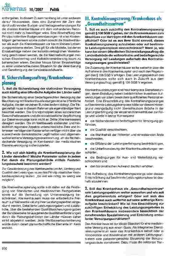 Vorschauseite 4: Zukunft der Krankenhausversorgung