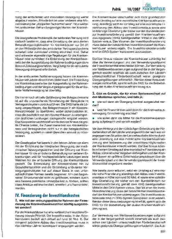 Vorschauseite 5: Zukunft der Krankenhausversorgung