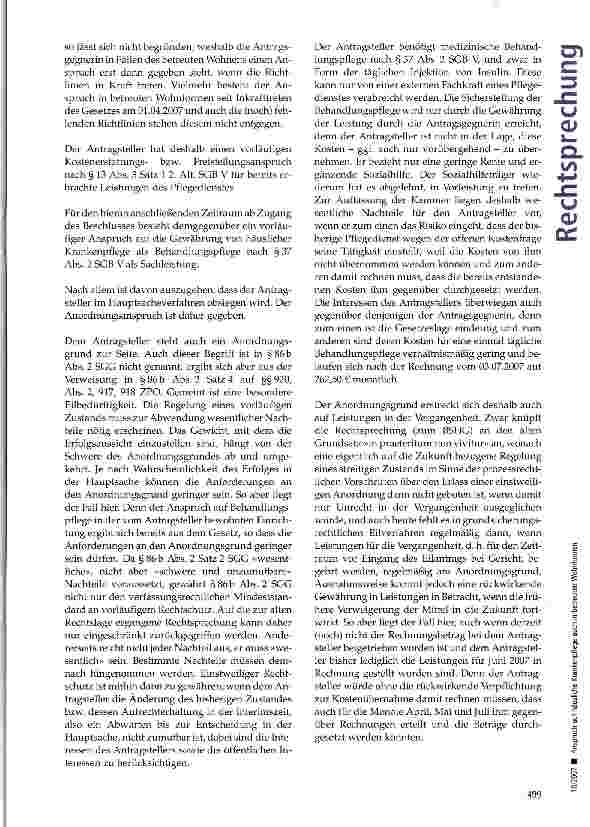 Vorschauseite 5: Anspruch auf häusliche Krankenpflege auch in betreuten Wohnformen