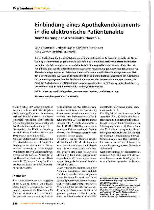Vorschauseite 1: Einbindung eines Apothekendokuments in die elektronische Patientenakte