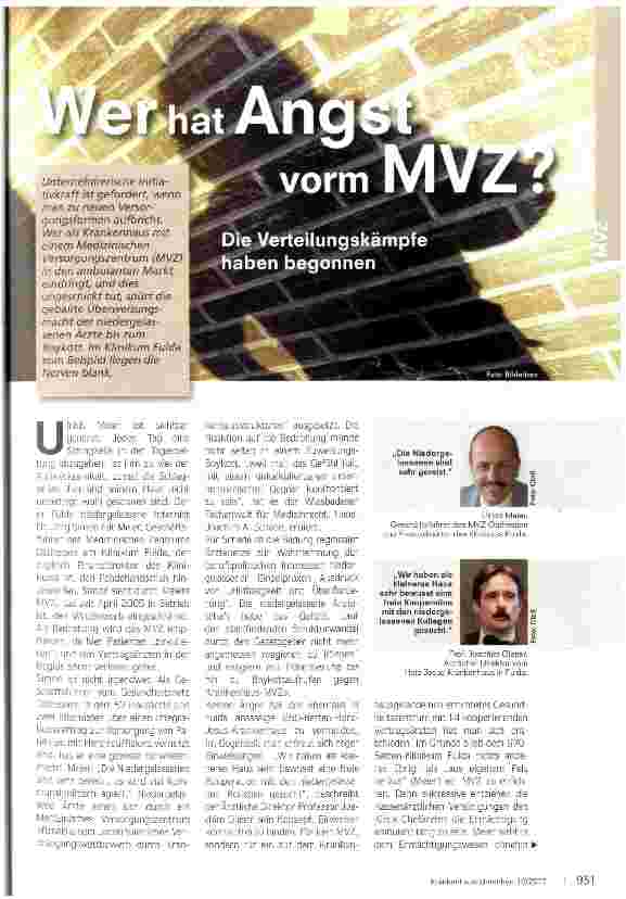 Vorschauseite 1: Wer hat Angst vorm MVZ