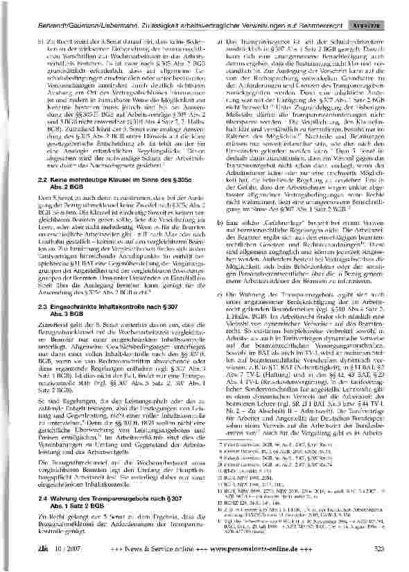 Vorschauseite 2: Zulässigkeit arbeitsvertraglicher Verweisungen auf das Beamtenrecht