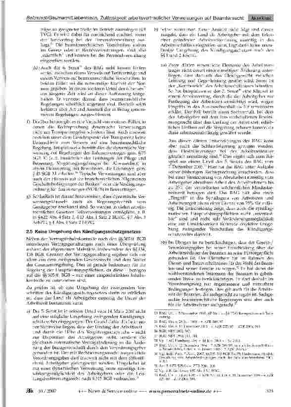 Vorschauseite 4: Zulässigkeit arbeitsvertraglicher Verweisungen auf das Beamtenrecht