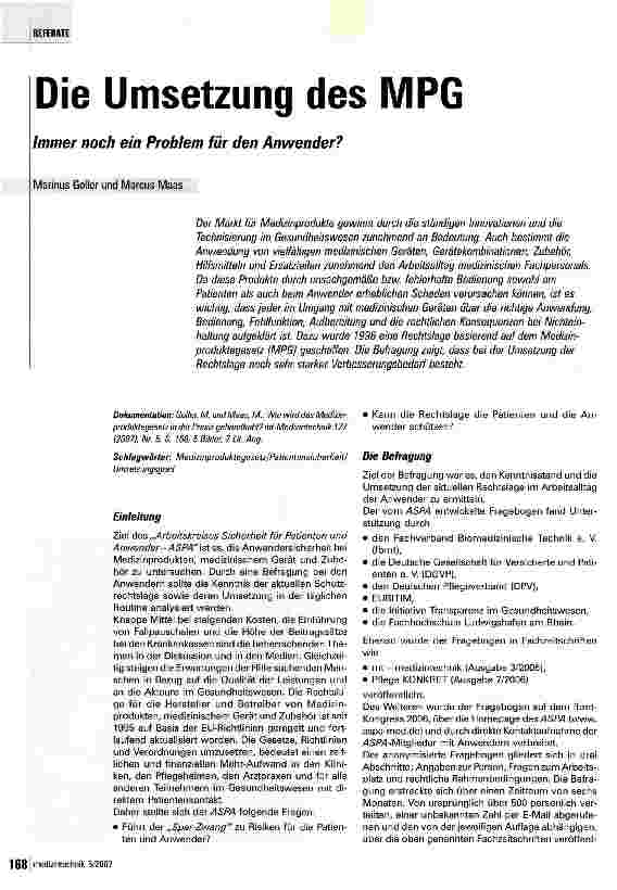 Vorschauseite 1: Die Umsetzung des MPG