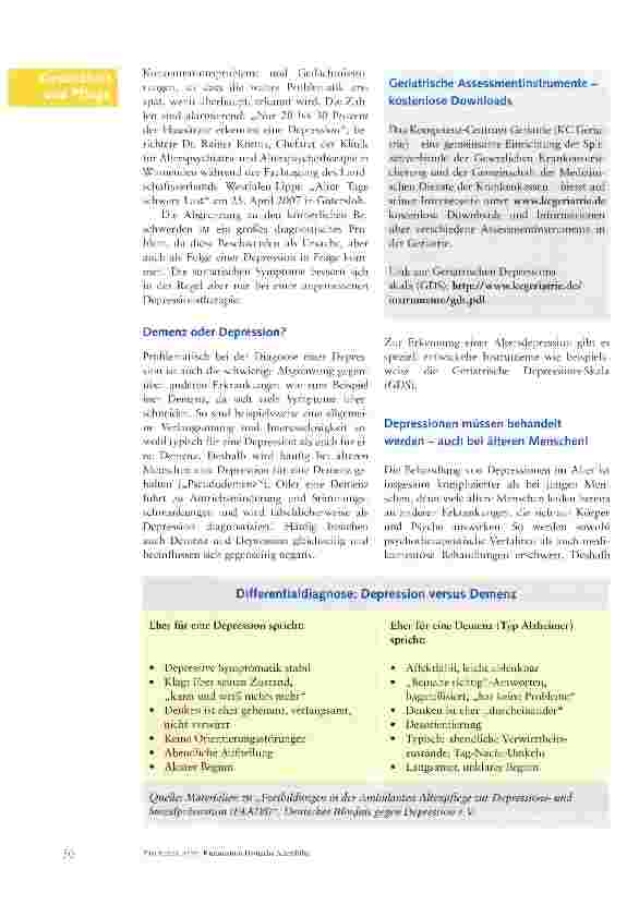 Vorschauseite 4: Depressionen und Suizidalität im Alter