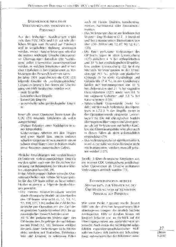 Vorschauseite 6: Prävention der Übertragung von HBV, HCV und HIV vom medizinischen Personal auf Patienten