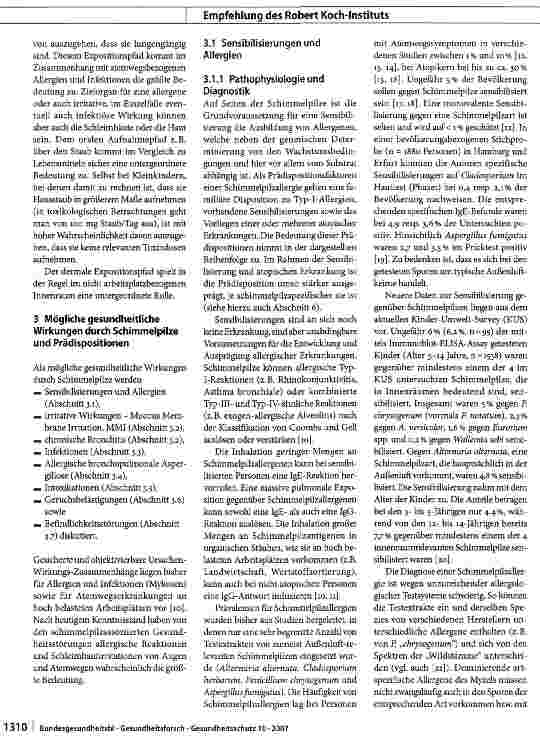 Vorschauseite 3: Schimmelpilzbelastung in Innenräumen - Befunderhebung, gesundheitliche Bewertung und Maßnahmen