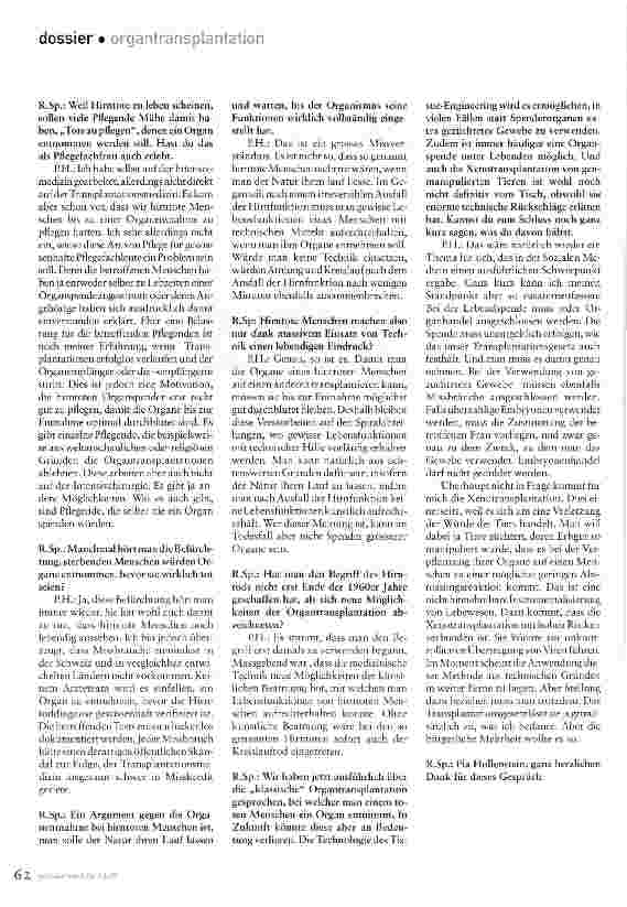 Vorschauseite 5: Wo stehen wir heute in Sachen Organtransplantation