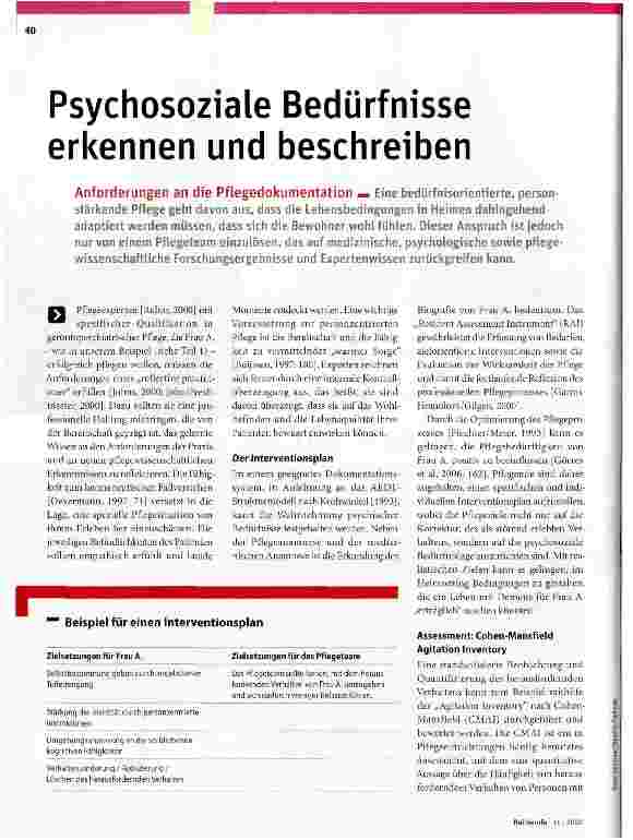 Vorschauseite 1: Psychosoziale Bedürfnisse erkennen und beschreiben
