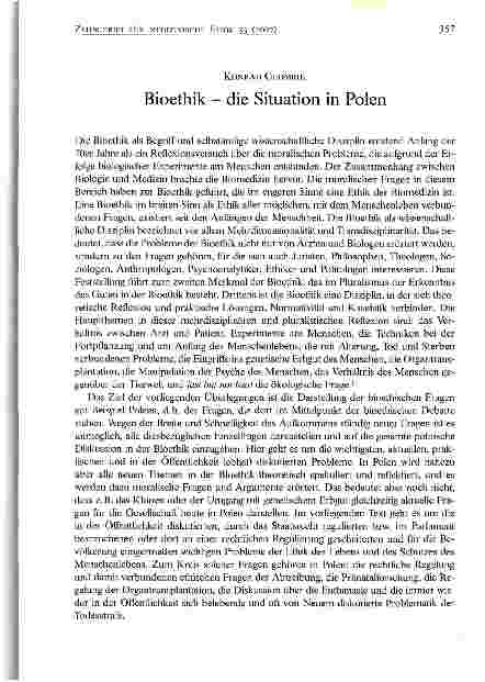Vorschauseite 1: Bioethik - die Situation in Polen