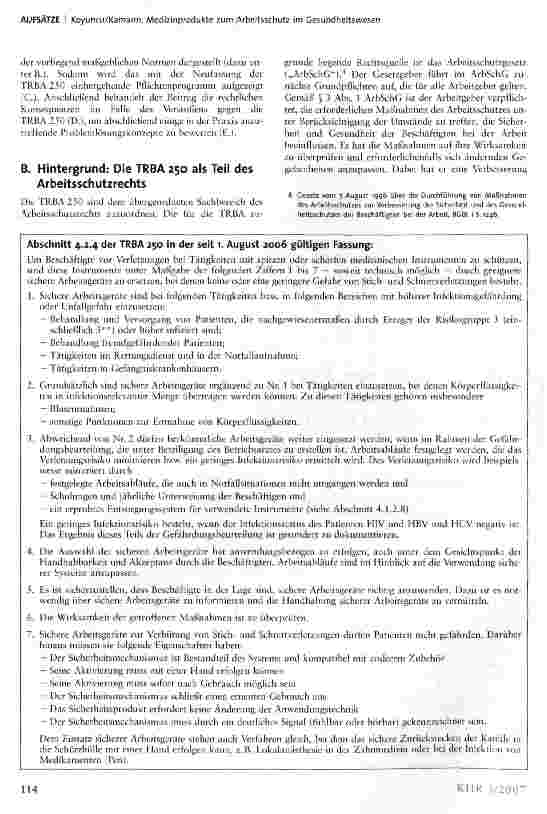 Vorschauseite 2: Medizinprodukte zum Arbeitsschutz im Gesundheitswesen - die Folgen der Neufassung der TRBA 250 für Krankenhäuser und Arztpraxen