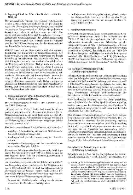 Vorschauseite 6: Medizinprodukte zum Arbeitsschutz im Gesundheitswesen - die Folgen der Neufassung der TRBA 250 für Krankenhäuser und Arztpraxen