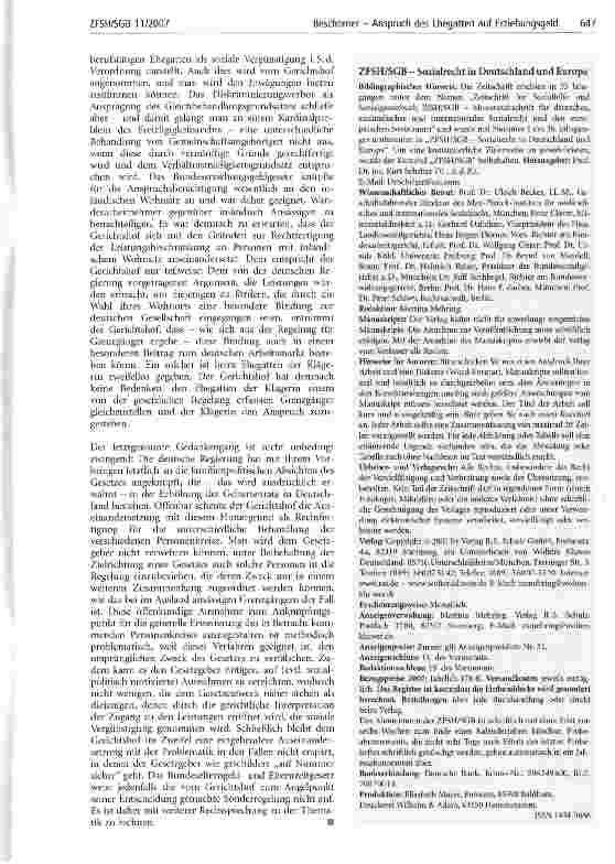 Vorschauseite 4: Anspruch des Ehegatten eines in einem anderen Mitgliedstaat berufstätigen Wanderarbeitnehmers auf Erziehungsgeld