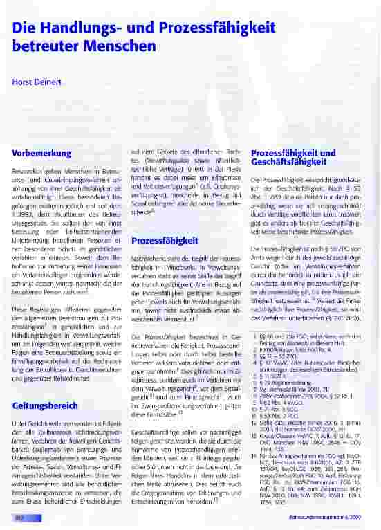 Vorschauseite 1: Die Handlungsund Prozessfähigkeit betreuter Menschen
