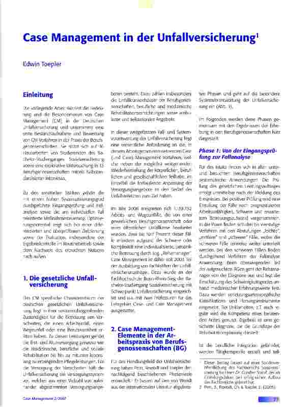 Vorschauseite 1: Case Management in der Unfallversicherung