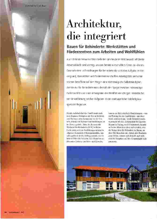Vorschauseite 1: Architektur, die integriert Bauen für Behinderte: Werkstätten und Förderzentren zum Arbeiten und Wohlfühlen