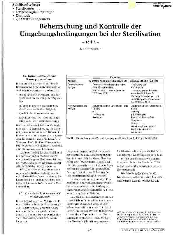 Vorschauseite 1: Beherrschung und Kontrolle der Umgebungsbedingungen bei der Sterilisation