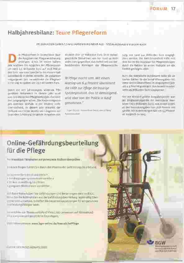 Vorschauseite 1: Halbjahresbilanz: Teure Pflegereform