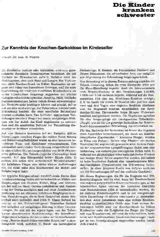 Vorschauseite 1: Zur Kenntnis der Knochen-Sarkoidose im Kindesalter