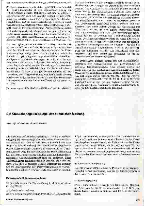 Vorschauseite 1: Die Krankenpflege im Spiegel der öffentlichen Meinung
