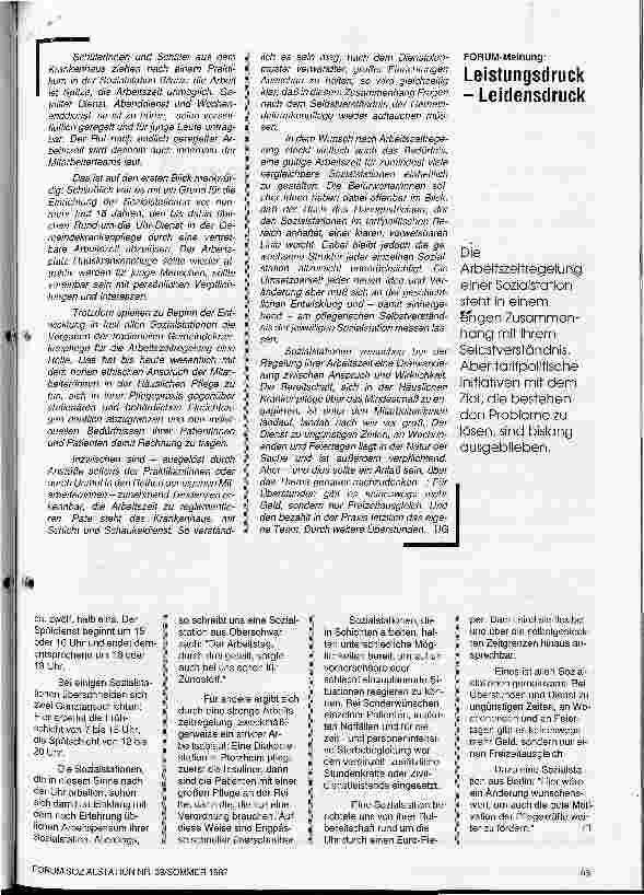 Vorschauseite 2: Arbeitszeit und Sozialstation Von früh bis spät
